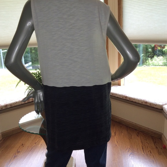 T Talbots Sleeveless Ivory Charcoal Vest Size M - Picture 4 of 6